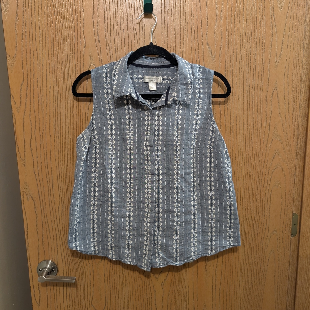 Christopher & Banks Blue Sleeveless Blouse